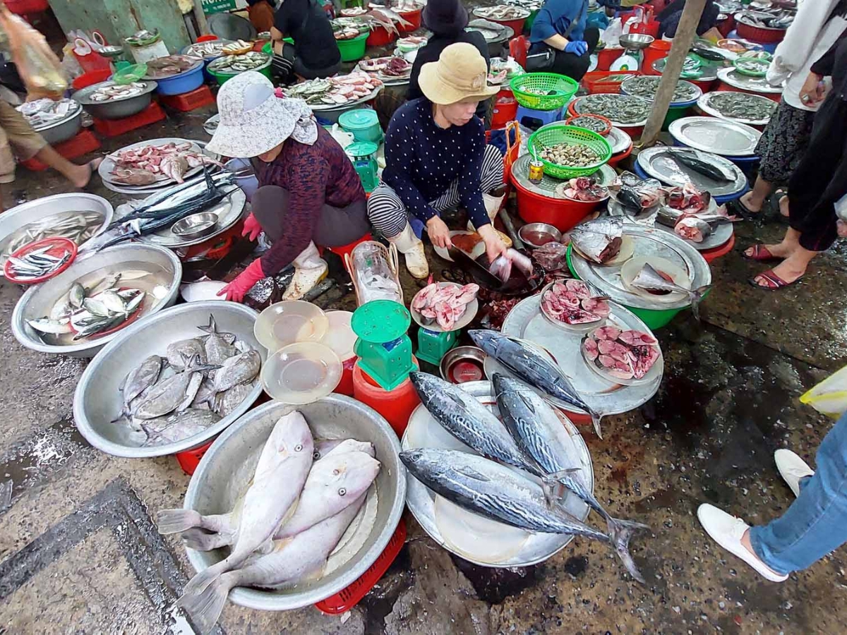 Các gian hàng bày bán đủ loại hải sản tươi ngon, chất lượng Các gian hàng bày bán đủ loại hải sản tươi ngon, chất lượng