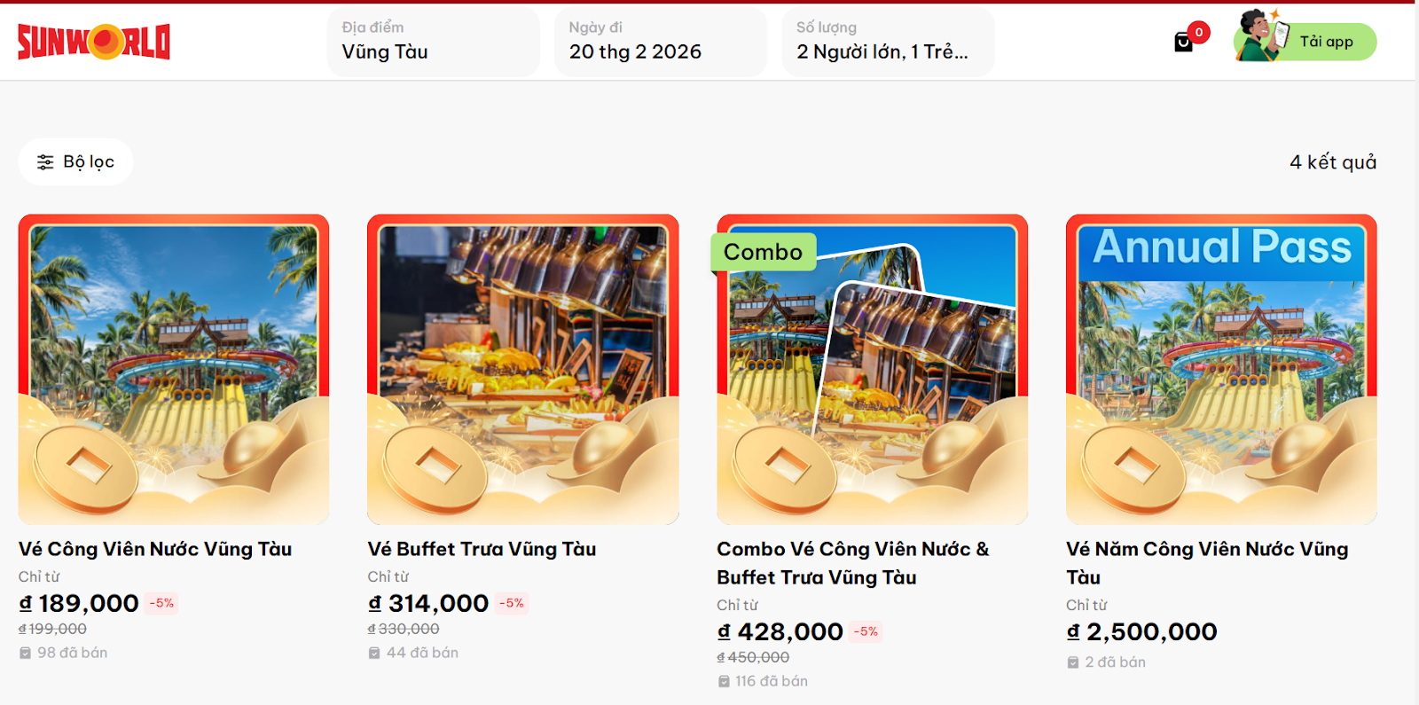 Sun World Vung Tau chính thức mở bán vé từ ngày 5/2/2026.