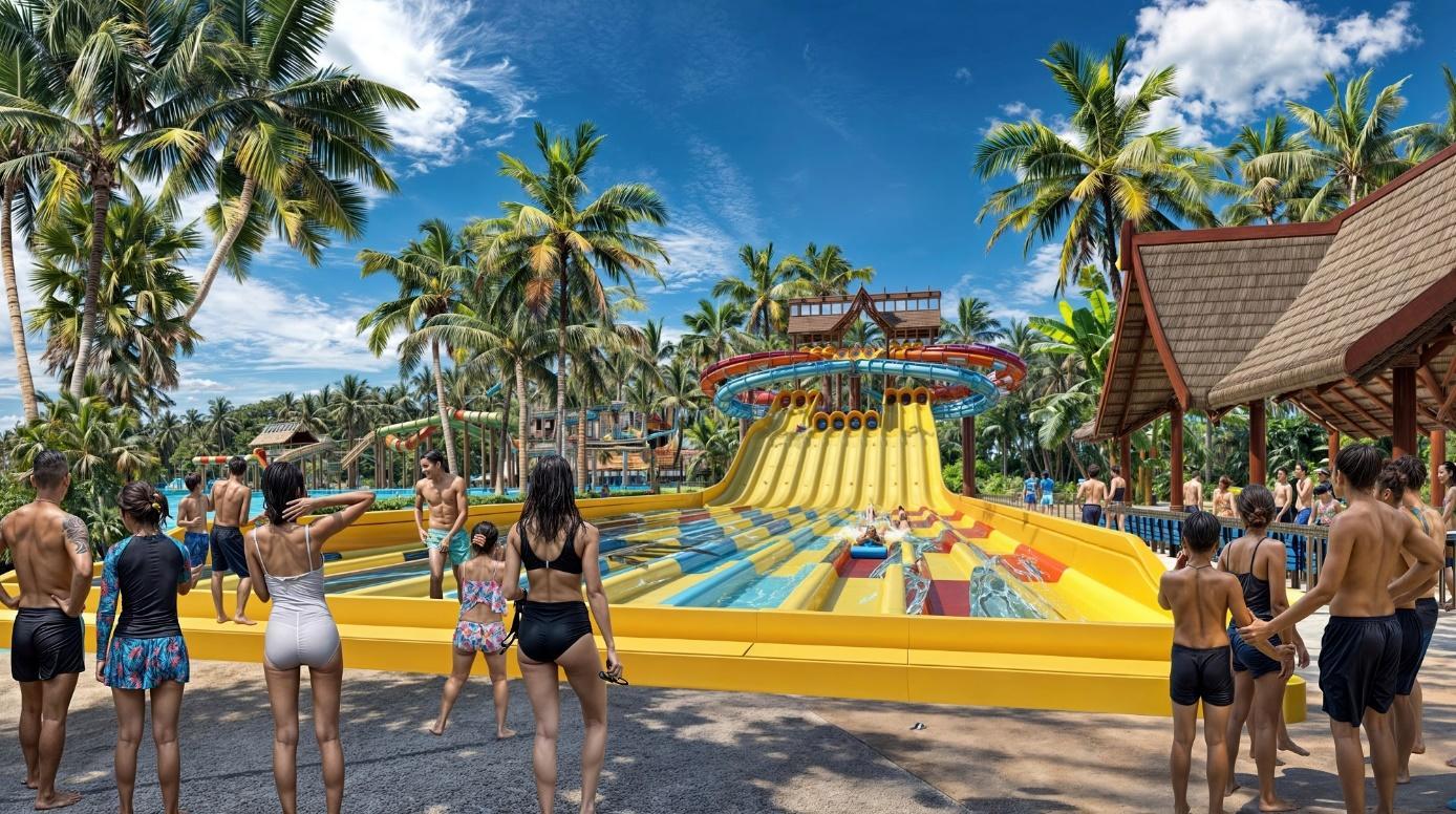 Ảnh phối cảnh đường trượt nước 10 làn đầu tiên thế giới tại Sun World Vung Tau. (Nguồn: Sưu tầm)