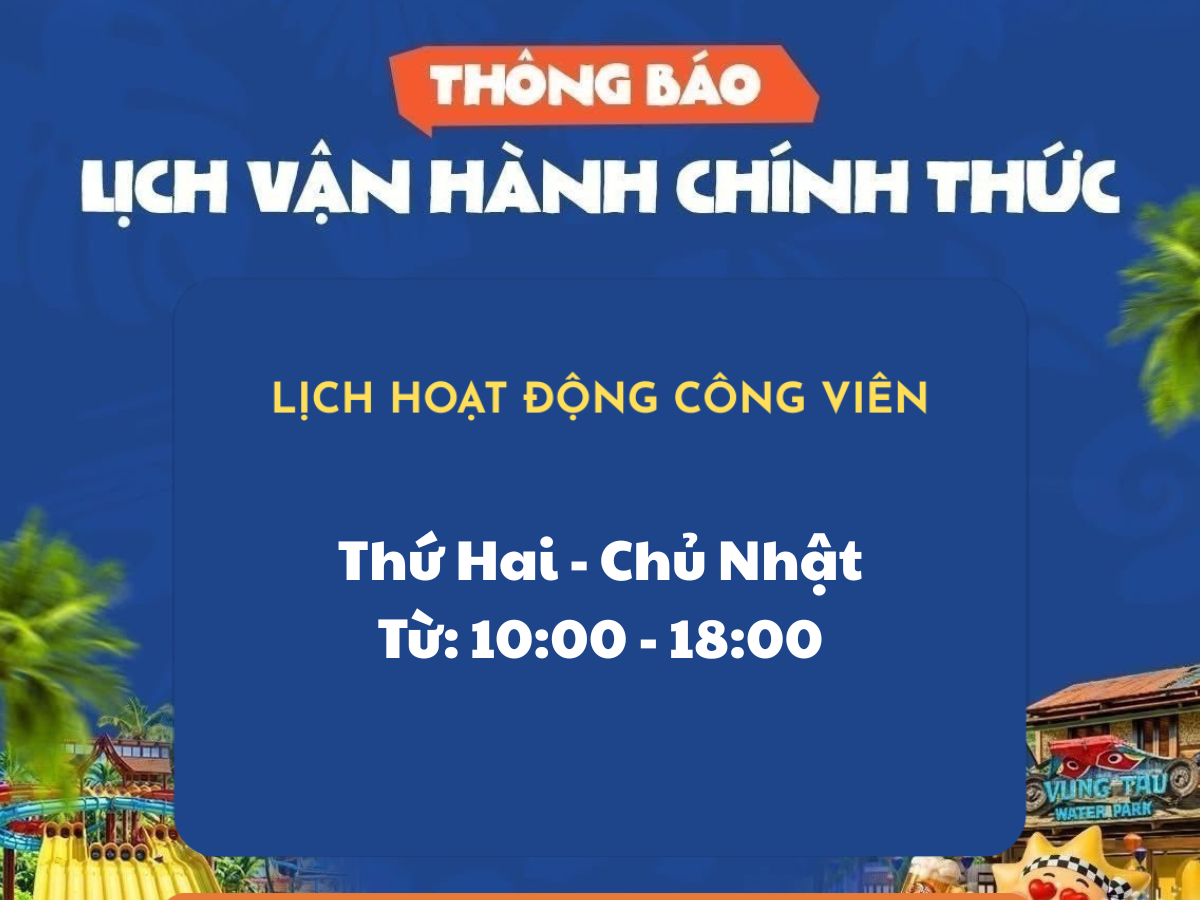 Sun World Vung Tau mở cửa tất cả các ngày trong tuần với khung giờ hoạt động từ 10h00 đến 18h00.