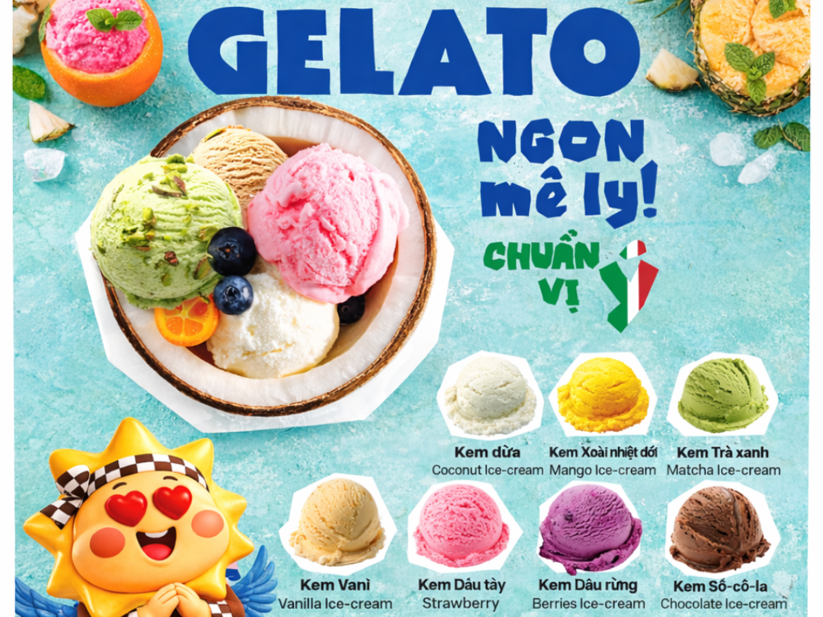 Beach Scoops phục vụ các loại kem Ý béo mịn với nhiều hương vị trái cây dễ ăn và phù hợp mọi lứa tuổi.